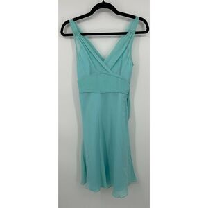 Y2K Express Silk Babydoll Mini Dress 2 Seafoam Flowy Fairy Romantic Prom 90s